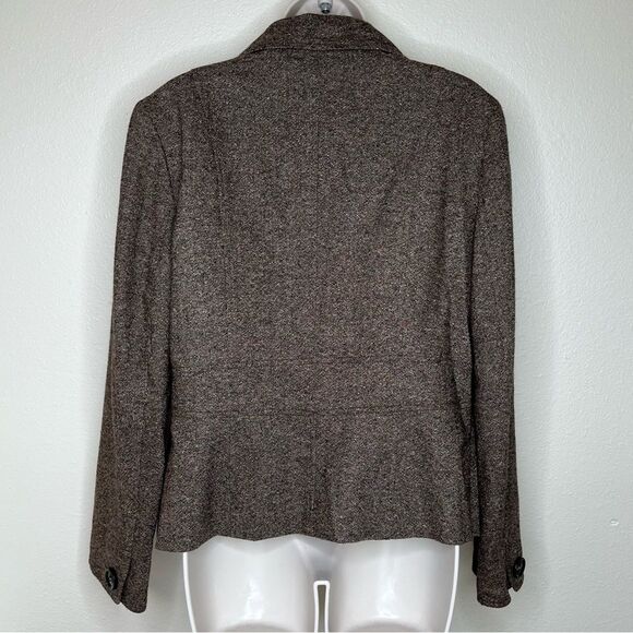 Vintage Talbots Wool Silk Tweed Flare Skirt Peplum Jacket Set Brown Womens 12 - Picture 7 of 16